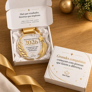 Troféu Excelência — Troféu em acrílico, com apliques dourados e base robusta.